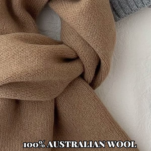 Vinter Ull Stickad Halsduk Dam Herr Enfärgad Stickad Halsduk Pashmina Mjuk Varm Krage Halsduk camel