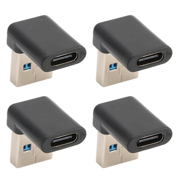 4st USB Typ C Rätvinkeladapter 10Gbps Överföring Bärbar USB Hane till Typ C Hona Adapter för Bärbara Datorer Stationära Datorer