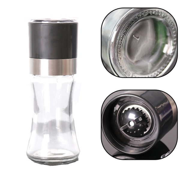 Salt och peppar shakers Elegant med klar glasbotten white + black