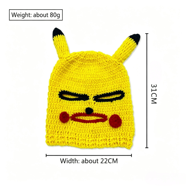 Rolig Pikachu-inspirerad stickad huva