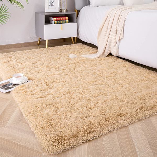 En fin natt Shaggy Fluffy Faux Fur Area Rug, Mjuk, Lyxig