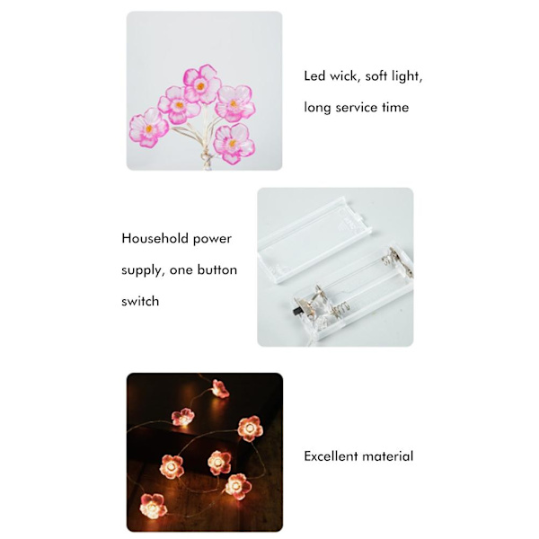 Körsbärsblommor Ljusslingor Vattentät LED Blomsterslinga