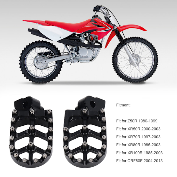 Fotstöd för Dirt Bike, breddad plattform, aluminiumlegeringsmaterial för överlägsen halkskyddskontroll, CNC-process med stålfotpinnar, högkvalitativ anodisering