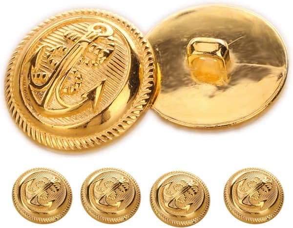Sæt med 12 Polerede Guld Anker Knapper med 21mm Vintage Stil Shan