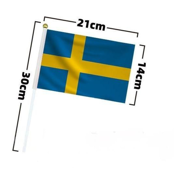 100 svenske håndholdte flagg (14×21 cm)