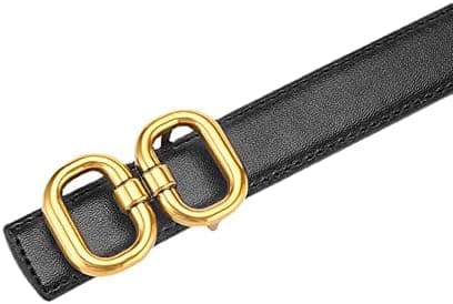 Mode Dam Läderbälten med Dubbelring Design Spänne Midjebälte för Jeansbyxor