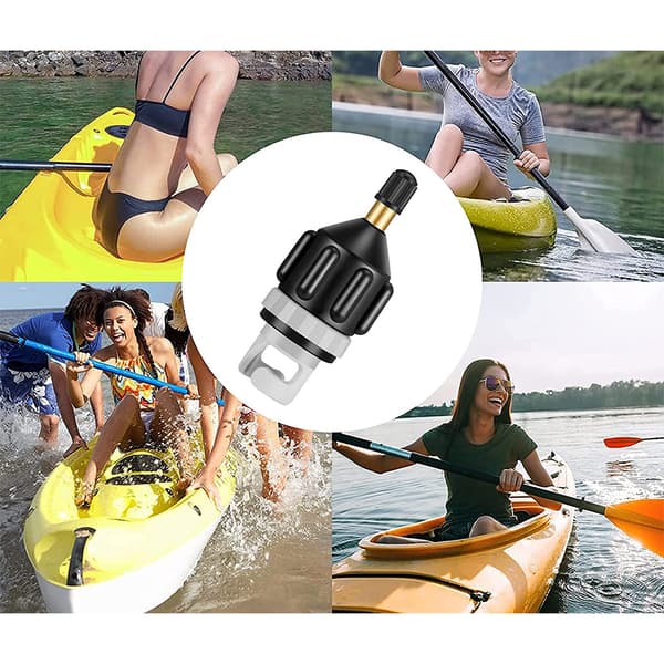 Pumpeadapter, adapter til kompressor, bærbar SUP-ventiladapter, oppustelig bådventiladapter til kajak, oppustelig båd, SUP-board Schwarz