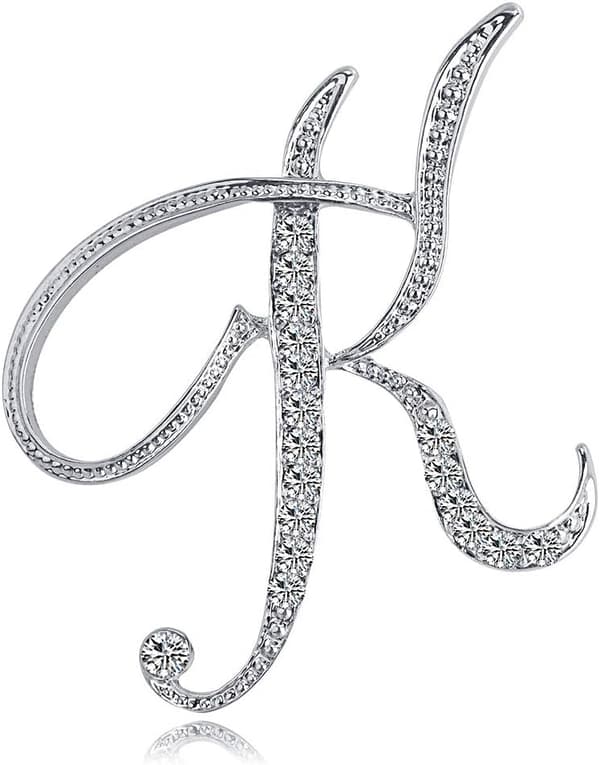 Brevbrosjer K Initial Rhinestone Brosje for Kvinner Håndverk