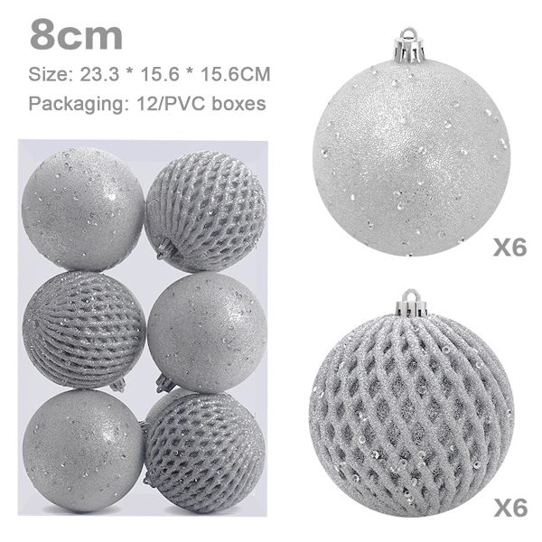 3.15" Christmas Ball Ornaments 12 pcs Glitter Sequin Foam Ball