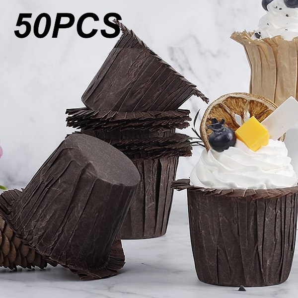 50 Stycken Muffinsformar Tårtförpackning Låda Bakformar Fyrkantiga för Bröllopsceremoni, kaffe Style 3