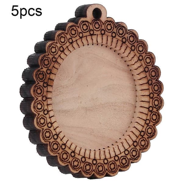 5PCS sladd tom trä hängsmycke halsband basbricka nyckelring rund cabochoninställning
