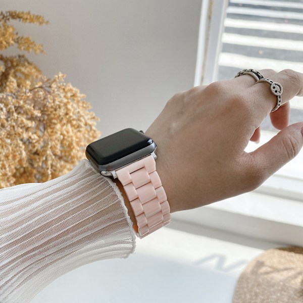 PC Klockarmband Ersättningsarmband för Smartklocka med Metallspänne för Iwatch 1 2 3 4 5 6 7 Se Rosa 38 40 41mm