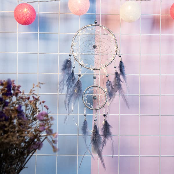 1 st Grå (Med Ljus) Drömfångare Hänge DIY Handgjord Kompis