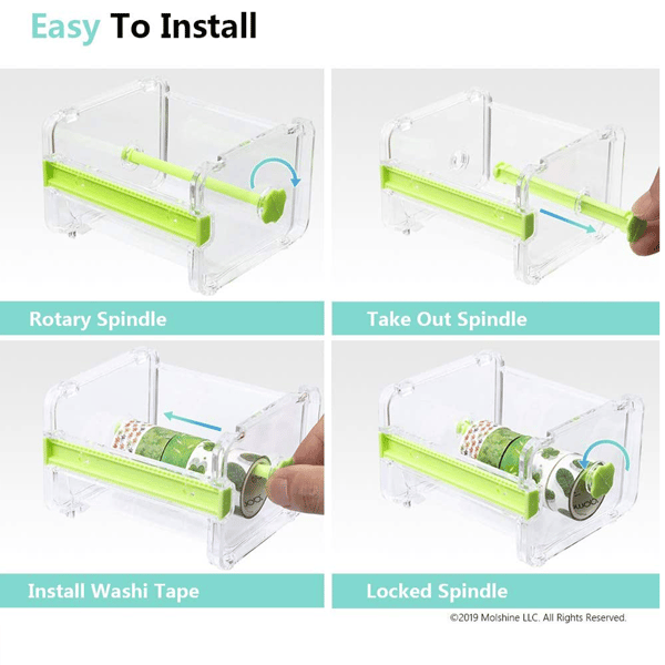 4-pakning Klar Synlig Skrivebord Multi Washi Maskeringstape Dispenser
