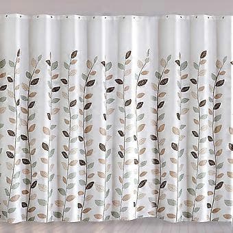 Polyester Duschdraperi med Blommiga Blad, Tjock Vattentät Badrumsdraperi (XL 220*200cm)