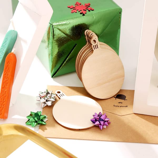 Træskiver til hobby, runde træskiver, trævedhæng til maling, DIY-håndværk, trædekorationer til julepynt, jul