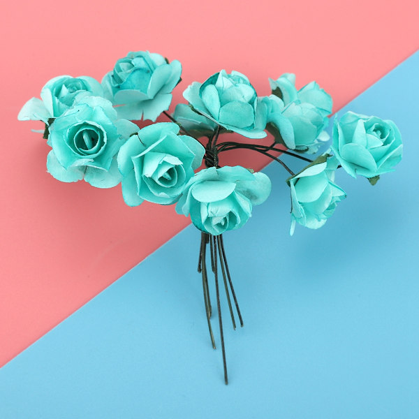 144 st miniatyrpappersblommor handgjorda DIY konstgjorda rosor för