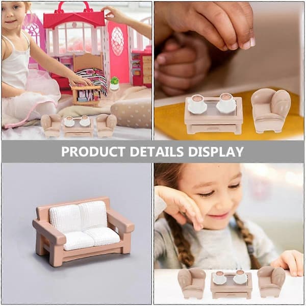 2 sett miniatyrsofa leketøy miniatyrpynt lite hus sofa tebord sofa modell lite sofa leketøy