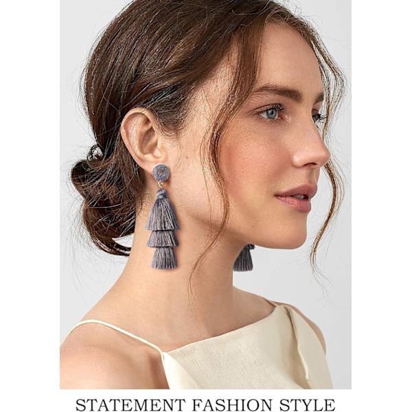 Colorful Layered Tassel Earrings Bohemian Tiered Tassel Stud