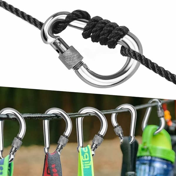 2 stycken M8, rostfritt stål skruvkarbinhake för campingresor