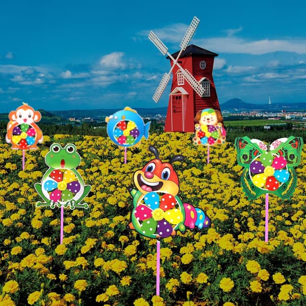 4 stycken 3D djur vindmölla spinner animerad trädgård dekor vindmölla