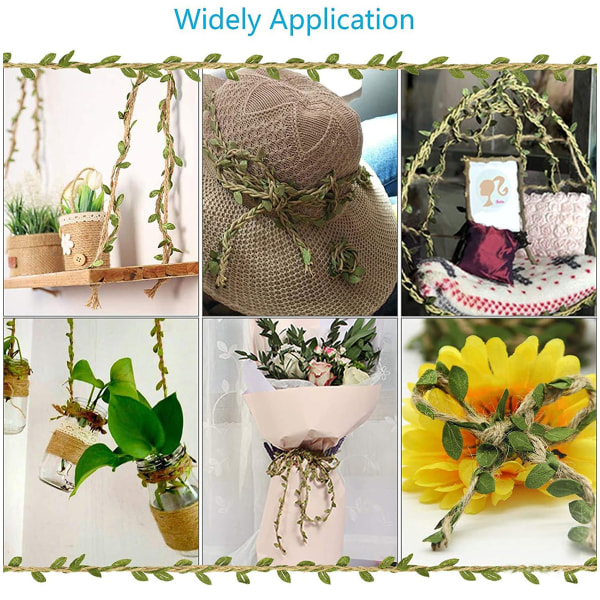2 Roll Twine Green Leaf Jute 5MM Rope Hemp Burlap Ribbon String