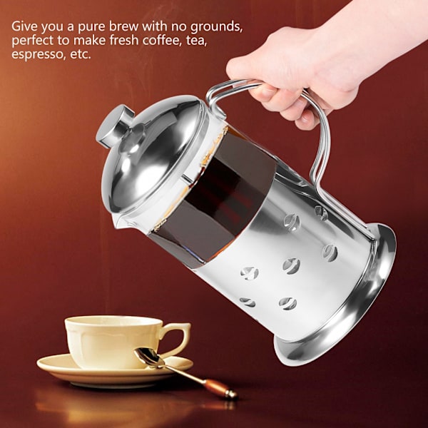 800 ml rostfria glaspresskanna för kaffe och te