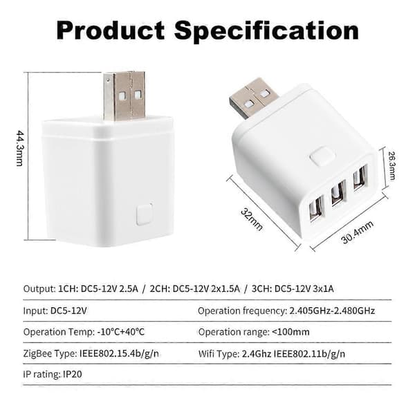Tuya Smart WiFi USB-sovitinkytkin 5V Mini USB-virtasovitin Smart Life -ohjaus Alexa Yandexille 1USB