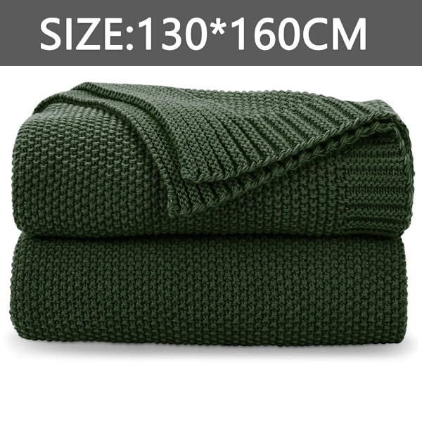 Mjuk och Bekväm Kabelstickad Pläd för Säng, Soffa, Vardagsrum, Lätt Varm Dekorativ Pläd i Bondgårdsstil Army green