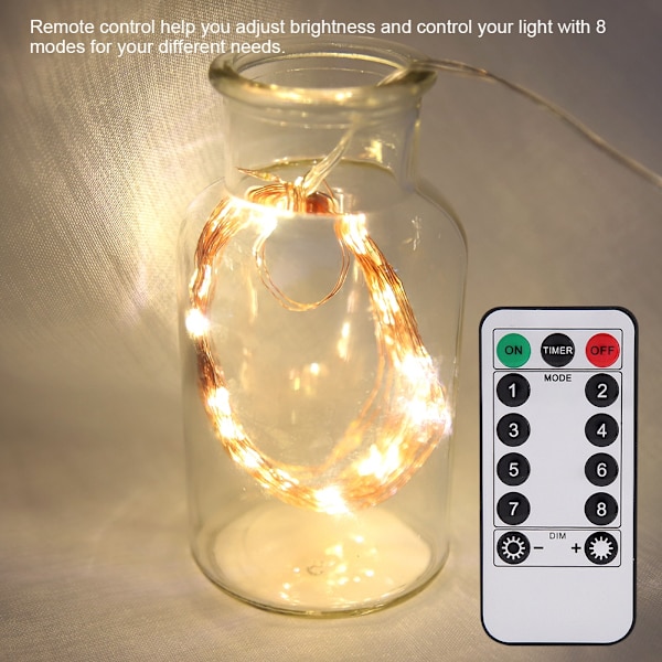 10M 100 LED-slingor Koppartrådslingor 8