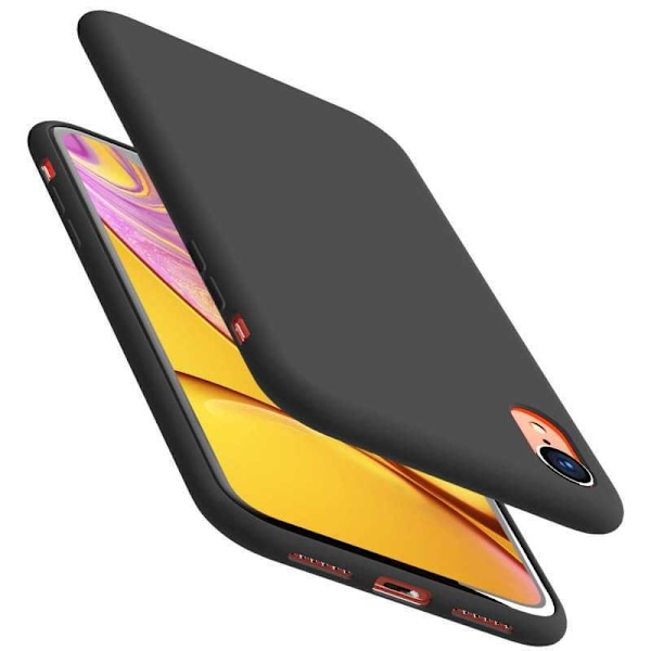 iPhone XR Gummibelagd Mattsvart Silikon Skal Svart