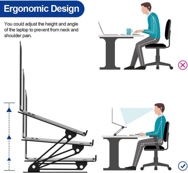 LS10 Laptop Stativ, Ergonomisk Laptop Stativ, Aluminium Laptop Stativ