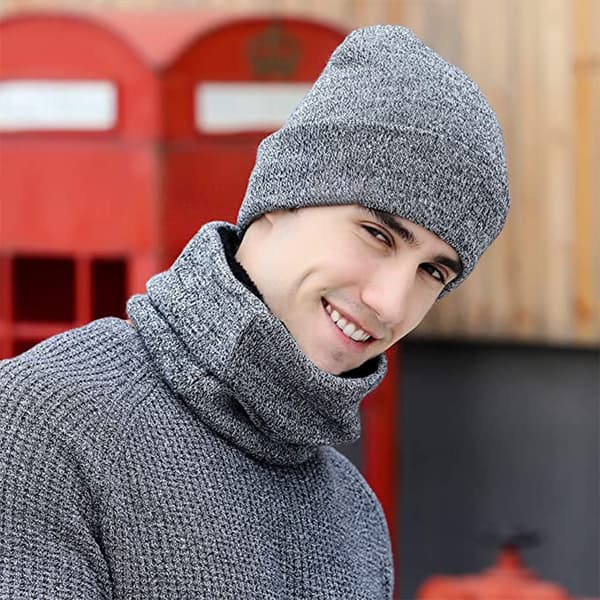 1 set/ 3 st Vintermössa Halsduk Handskar Set för Män och Kvinnor, Mössa Handskar Halsvärmare Set med Varm Stickad Fleece Foder