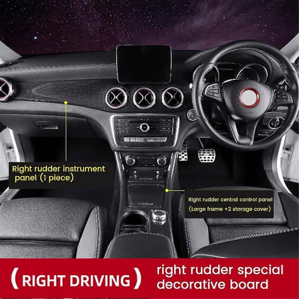 RHD Konsol Vandkopholder Panel Trim Cover til A W176 CLA C117 GLA X156 2013-2019 Mat Carbon Mønster