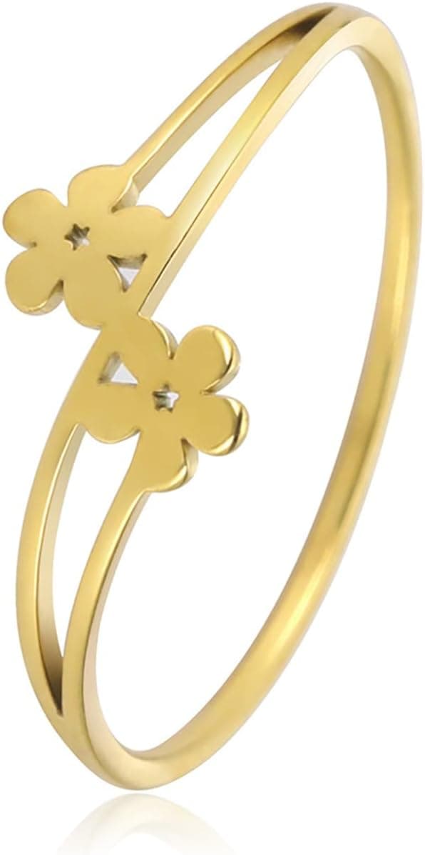Daisy Blomsterringe til kvinder Guld Daisy Ring Minimalistisk Stabelring Rustfrit Stål Statement Fingerring Enkel