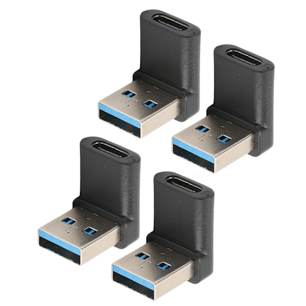 4st USB Typ C Rätvinkeladapter 10Gbps Överföring Bärbar USB Hane till Typ C Hona Adapter för Bärbara Datorer Stationära Datorer