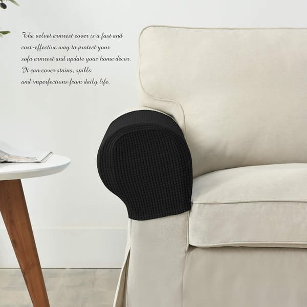 Set med 2 Jacquard Stretch Soffa Fåtölj Armstödsskydd Halkfria Möbelskydd Armstöd Överdrag för Soffa Vilstol