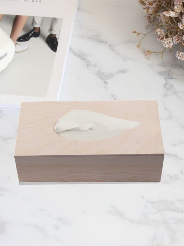 Servietboks, 3D Træ Servietboks Kunst Dekoration, Ufærdig Træ Rektangulær Håndlavet Servietboks Bordplade Servietdispenser