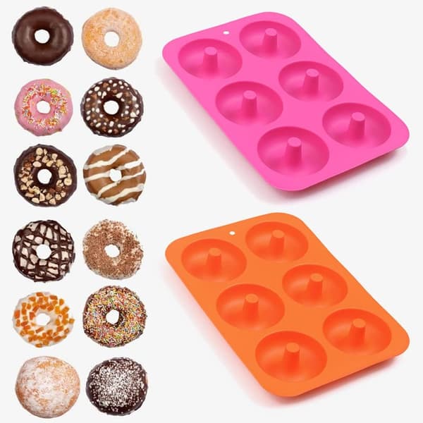 4 pakker 6-huls non-stick silikone doughnutforme til doughnuts, bagels