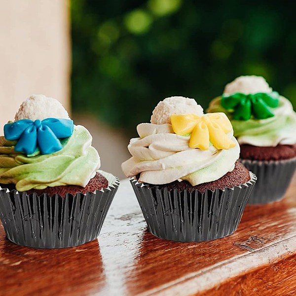 200 st Guld Folie Muffin Formar Standard Bakformar Muffin Pappersformar Black