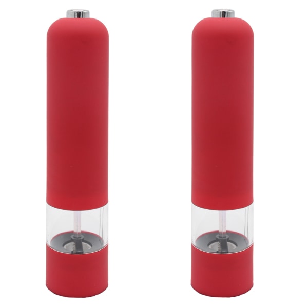 Elektrisk havssalt- och pepparkvarn och shaker set, batteridriven 2pcs red