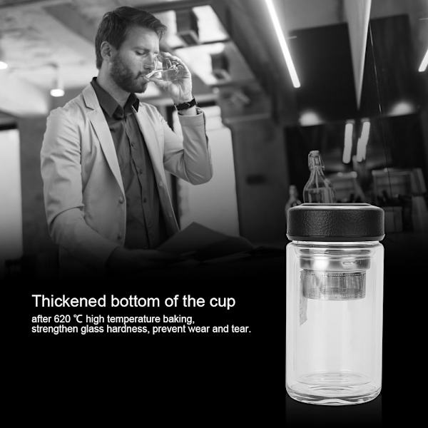 320ML Bärbar Dubbelskiktad Glas Vattenflaska Mug Resmugg
