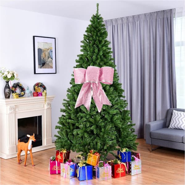 8 st Glitter Julkrans Rosett Julgransprydnader Rosetter för Juldekoration pink