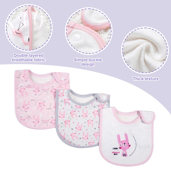 Babyhaklappar Mjuka och Absorberande Ekologisk Bomull Bandana Dregelhaklappar Set för Pojkar Flickor Nyfödda 0-36 Månader Style 3