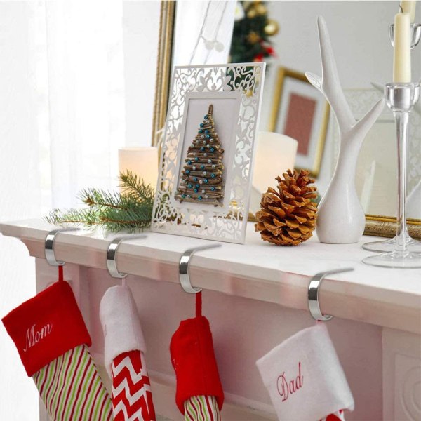 Stocking Hangers for Mantel Set of 6, Christmas Stocking