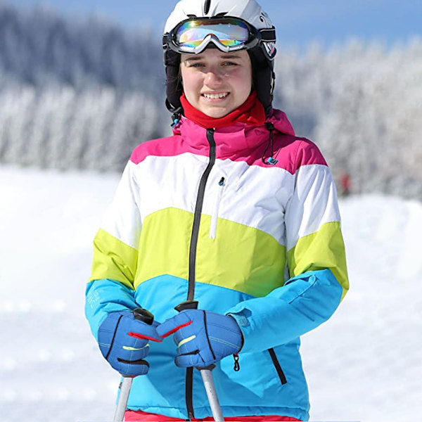 Vinter Snow Vanntette Tykke Varme Vindtette Hansker for Barn Blue