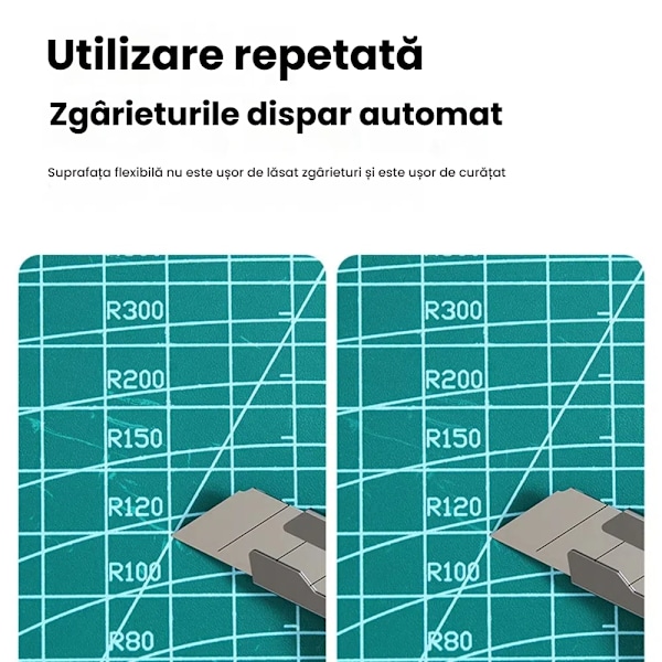 Set med 2 EINNENFFER A4 skärmattor, PVC, med transparent linjal i tum, 30 x 22 cm, grön, för hantverk, utskärning, tillverkning