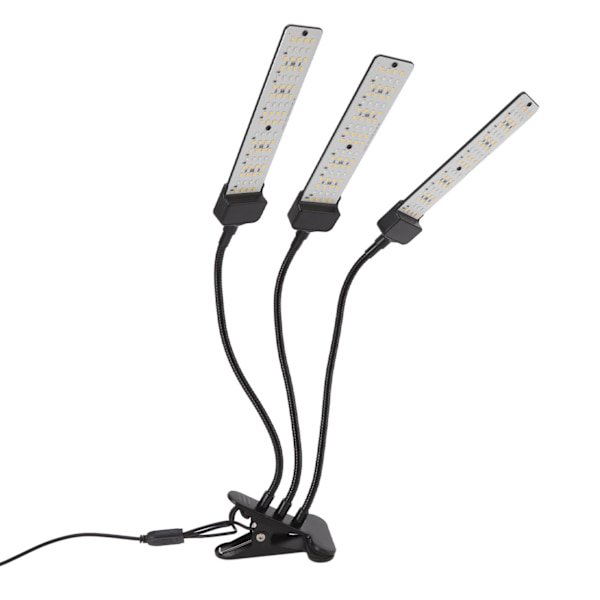 LED växtlampa klämma designad svanhals fullspektrum tre huvuden med timer för suckulenta växter 100‑240V