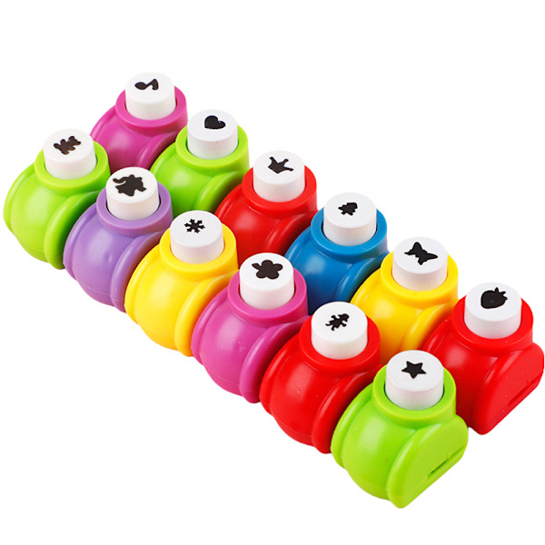 t 12 Hobbystans, för utbytbara motiv, plast, stansar 8-1 mm, hjärtform, kronform, femuddig stjärnform, snöflinga, typ
