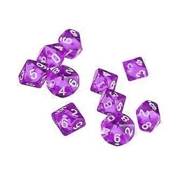 Sæt med 60 Akryl 10-sidede D10 Terninger Terningespil Terninger til brætspil()